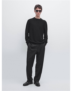 Вязаный свитер с рукавами реглан из 100% шерсти, черный Massimo dutti