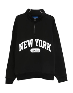 Свитшот с наполовину застегивающейся молнией и логотипом, черный Awake ny