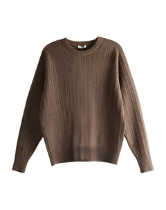 Пуловер с круглым вырезом и косичкой, коричневый Auralee
