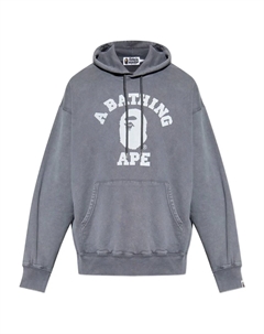 Хлопковое худи с принтом-логотипом, серый A bathing ape®