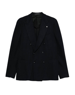 Двубортный полосатый пиджак, синий Tagliatore