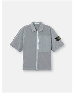 Рубашка прямого кроя с короткими рукавами, нагрудным карманом и застежкой-молнией 1200035 NYLON METAL IN ECONYL, небесно-синий Stone island