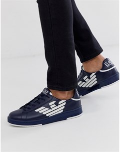 Темно синие кроссовки с классическим логотипом Armani Ea7