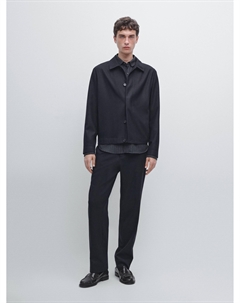 100% шерстяная фланелевая рубашка с эффектом вельвета, темно-синий Massimo dutti