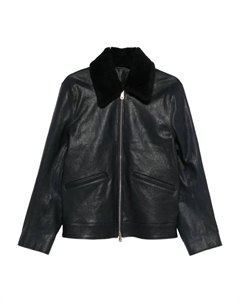 Кожаная куртка с меховым воротником, черный Paul smith