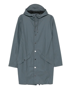 Плащ на кнопках с капюшоном, синий Rains