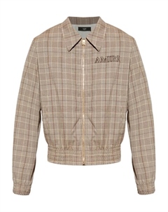 Куртка с вышитым логотипом и клетчатым узором, коричневый Amiri