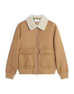 Куртка с карманами и воротником из овчины, коричневый Maison kitsuné