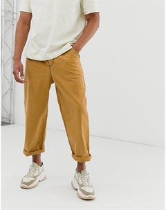 Свободные брюки горчичного цвета с контрастными строчками Asos white