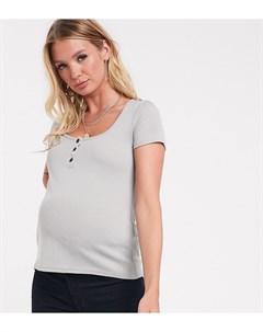 Серый топ в рубчик на пуговицах с глубоким вырезом Fashionkilla maternity