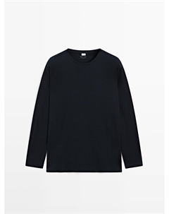 Пижама в полоску из 100% хлопка с футболкой с длинными рукавами, синий Massimo dutti