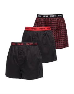 Боксеры с логотипом на поясе (набор из трех штук), черный Hugo