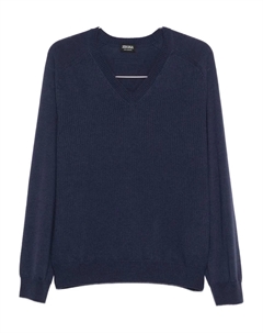 Свитер с V-образным вырезом, синий Zegna