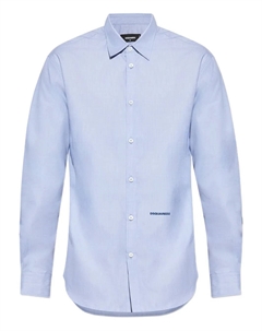 Хлопковая рубашка с вышитым логотипом, синий Dsquared2