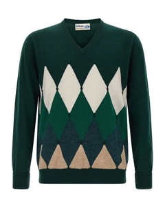Свитер с V-образным вырезом и узором аргайл, зеленый Ballantyne