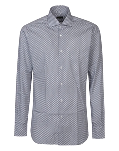 Хлопковая рубашка с геометрическим принтом, синий Barba