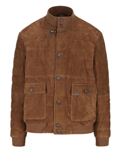 Бомбер из замши с простеганным узором, коричневый Fay