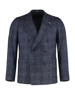 Двубортный пиджак в клетку, синий Tagliatore
