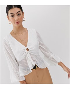 Шифоновая блузка с завязкой спереди Кремовый Fashion union petite