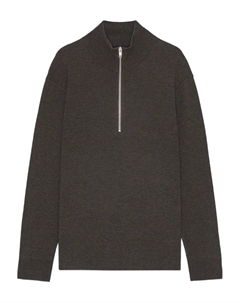 Пуловер на молнии с высоким воротником, коричневый Nn07