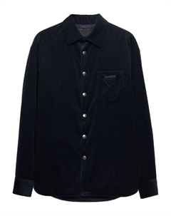Вельветовая рубашка с накладным карманом, синий Prada