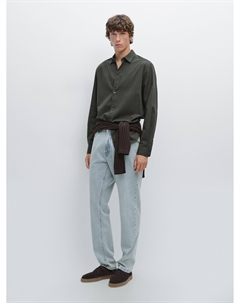 Рубашка Slim Fit из меланжевого твила, темно-зеленый Massimo dutti