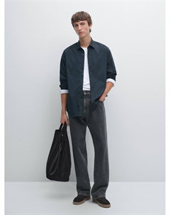 Рубашка облегающего кроя стретч, синий Massimo dutti