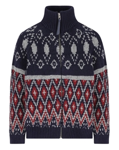 Вязаный свитер на молнии с узором, синий Loewe