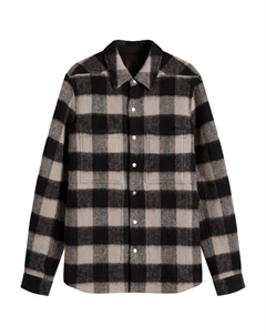 Верхняя рубашка из шерсти в клетку, Black Plaid Rick owens