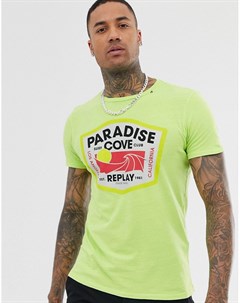 Зеленая футболка с круглым вырезом Paradise Replay