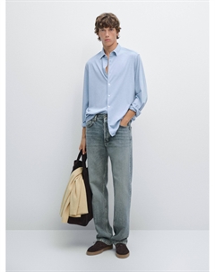 Рубашка облегающего кроя стретч, Sky Blue Massimo dutti