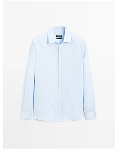 Рубашка классического кроя из хлопковой смеси, Sky Blue Massimo dutti