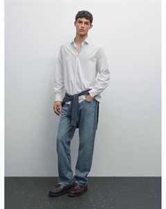 Рубашка прямого кроя в мелкую полоску, Sky Blue Massimo dutti