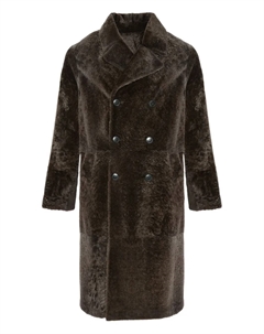 Двубортное пальто из овчины, коричневый Yves salomon