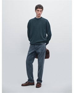 Свитер с круглым вырезом из смесовой шерсти, лавандовый Massimo dutti