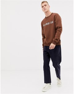 Коричневый свитер классического кроя с логотипом Tiger of sweden jeans