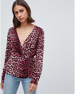 Блузка с запахом и леопардовым принтом Moves By Minimum