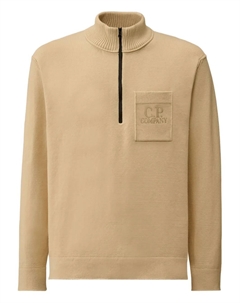 Вязаный свитер на молнии с вышитым логотипом, нейтральный C.p. company