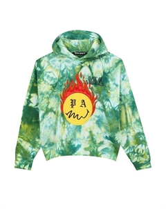 Худи Tie Dye Burning Head Hoodie, Green/Yellow Palm angels