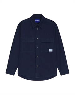 Рубашка в тонкую полоску с карманом, синий Hugo