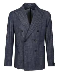 Двубортный хлопковый пиджак, синий Tagliatore