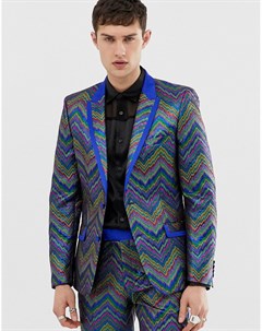 Жаккардовый приталенный пиджак с зигзагообразным узором Asos edition