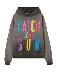 Хлопковое худи с графическим принтом, серый Palm angels