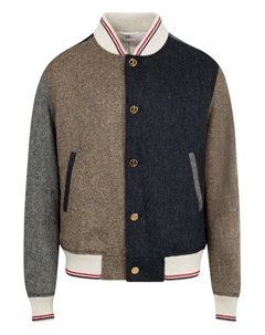 Бомбер из твида Донегол с цветными блоками, коричневый Thom browne
