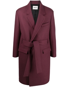 Однобортное пальто с поясом, красный Ambush