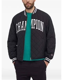Стеганый бомбер с нашивкой-логотипом, черный Champion