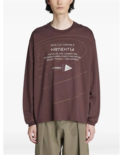 Джемпер с графическим принтом и длинными рукавами, коричневый Adidas