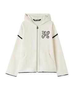 Худи Monogram Knit Zip Hoodie, Off White Palm angels