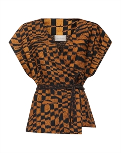 Кофта на запах с геометрическим принтом, коричневый Pierre-louis mascia