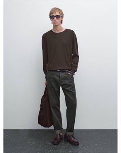 Вязаный свитер из 100% мериносовой шерсти, коричневый Massimo dutti